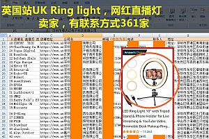 英国站UK Ring light 网红直播灯卖家查询 带联系方式361家